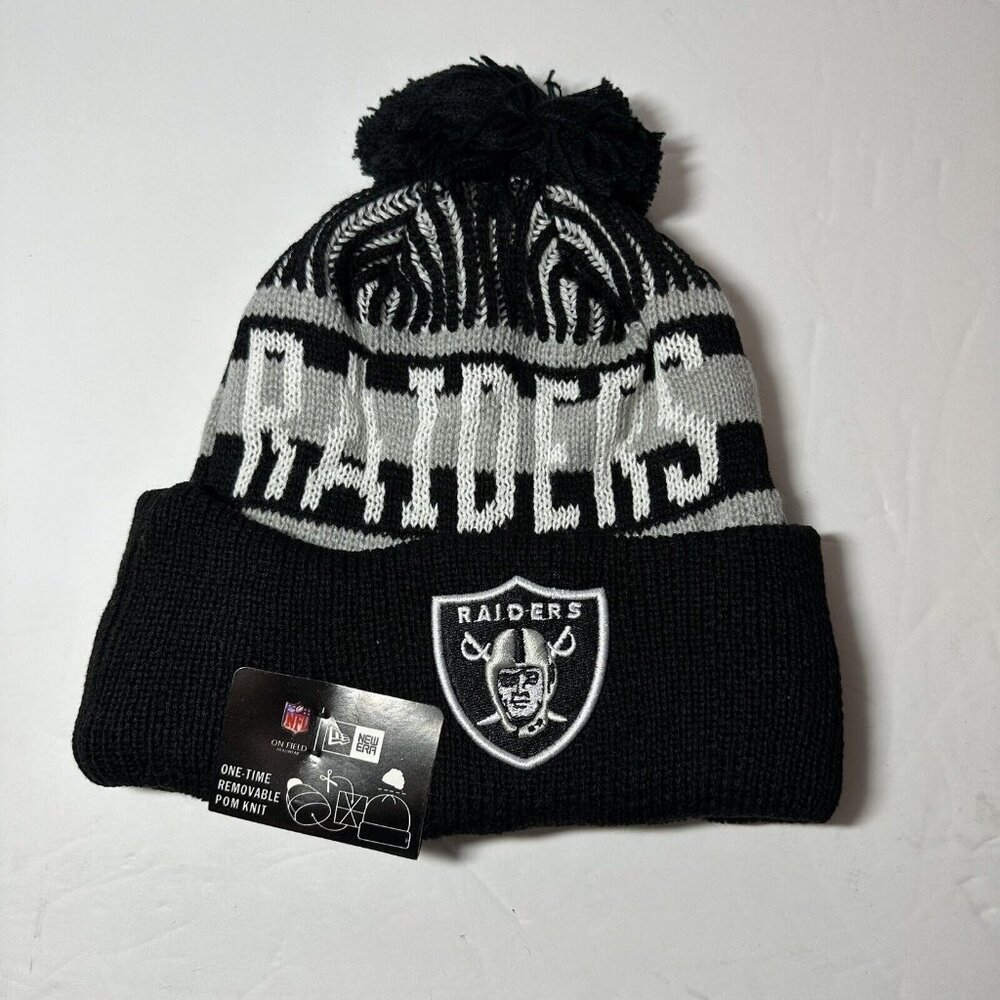 New Era NFL Las Vegas Raiders Winter Knit Fleece Lined Beanie Hat New